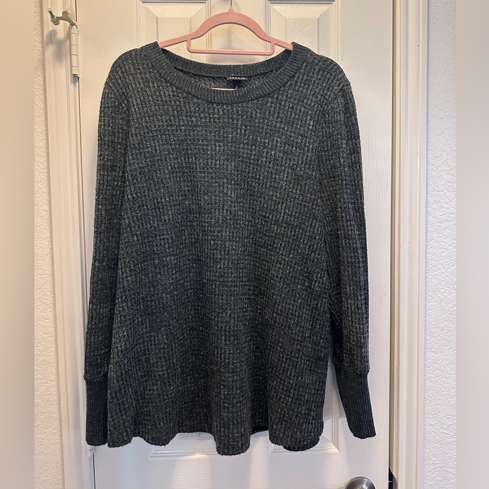 torrid Charcoal Ribbed Crew Neck Sweater